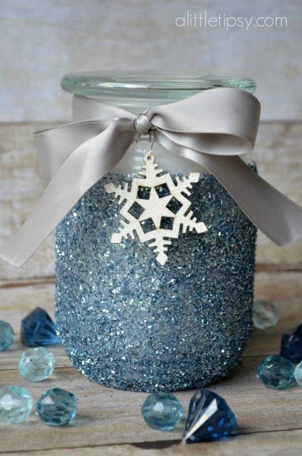 A winter spin on a classic glitter candle.