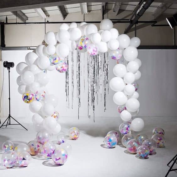 Art in a balloon arch.