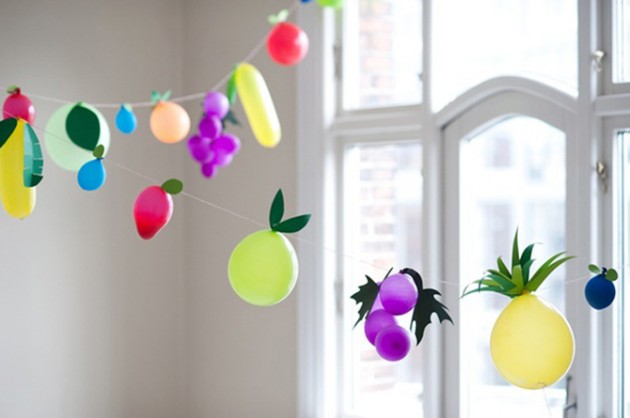 Balloons in a shape of fruits.