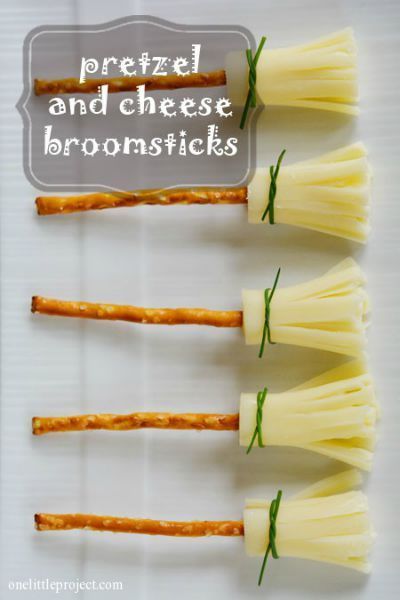 Cheese and Pretzel Broomsticks by One Little Project