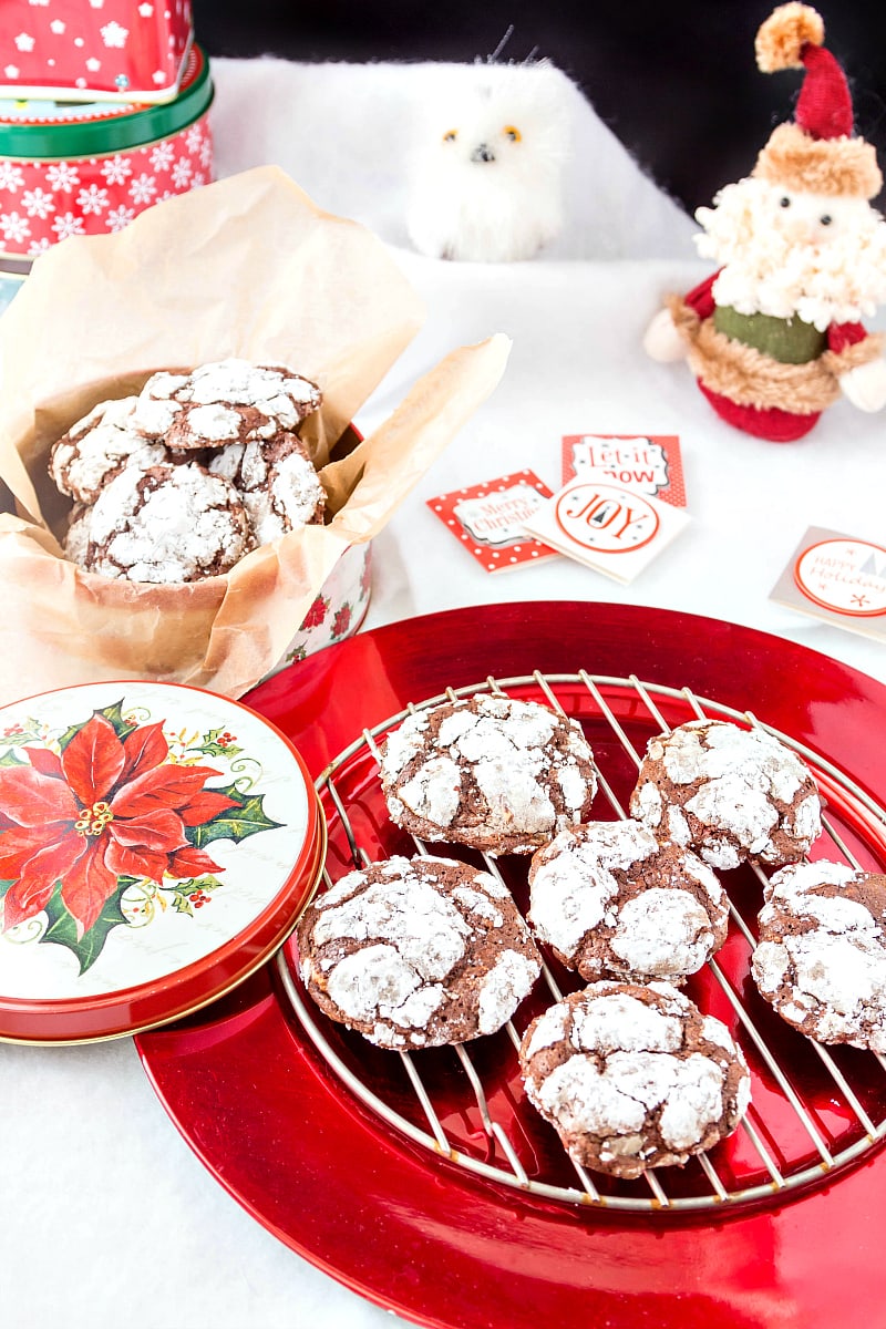 Chocolate Peppermint Crinkle Cookies