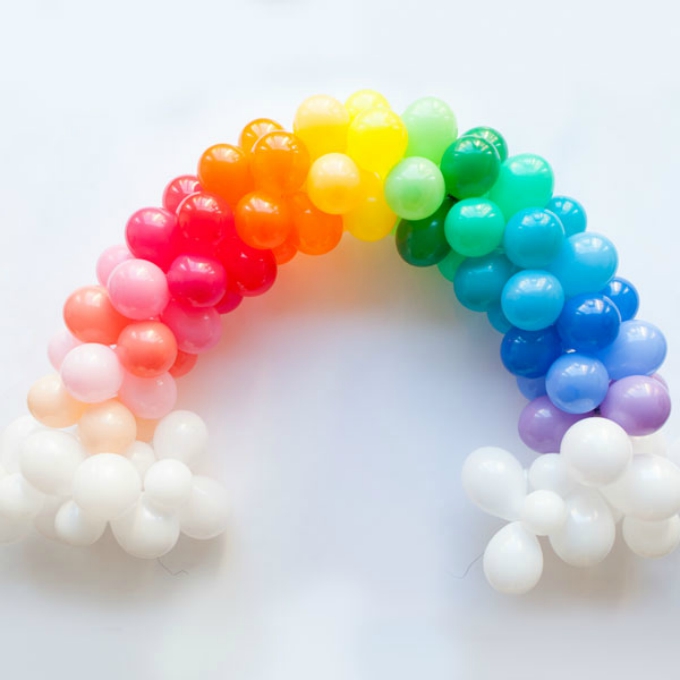 DIY rainbow is made entirely from balloons.