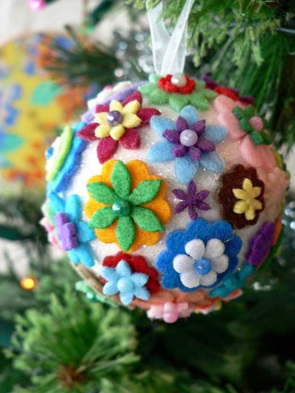 Felt flower christmas ornament.