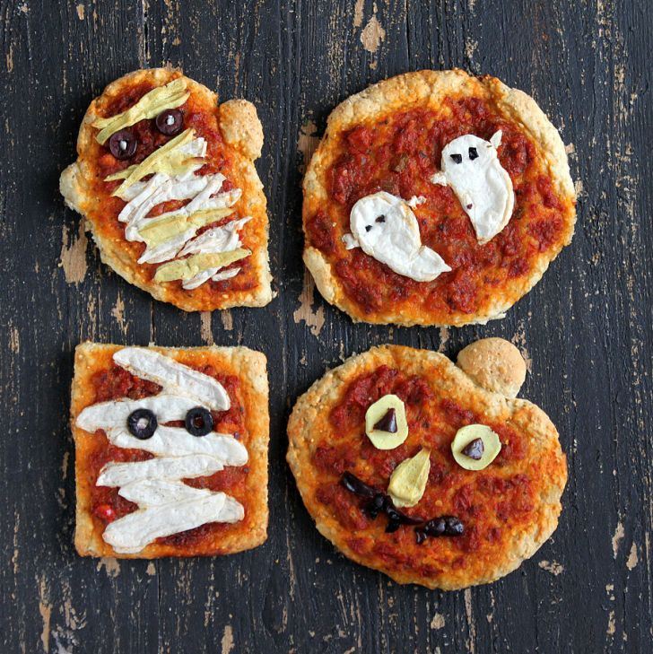 Healthier Halloween Pizzas by Veganricha