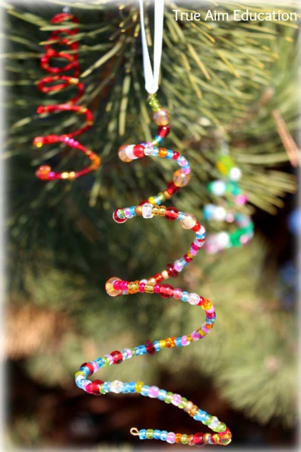 Homemade Beaded Christmas Tree Ornaments.