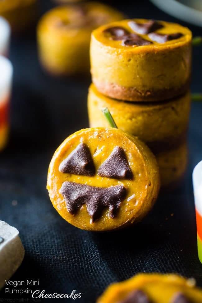 Mini Pumpkin Cheesecake Jack-O-Lanterns by Food Faith Fitness