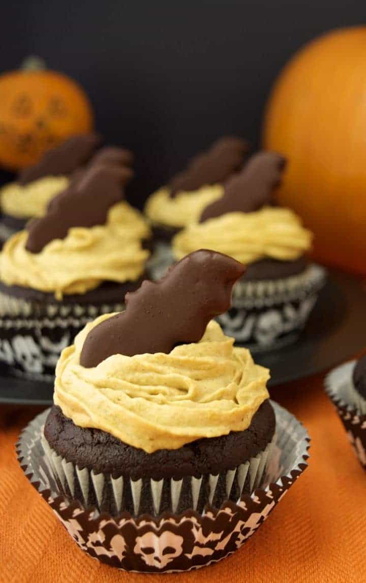 Pumpkin Frosting Chocolate Cupcakes with Bat Bites – Where do You get Your Protein