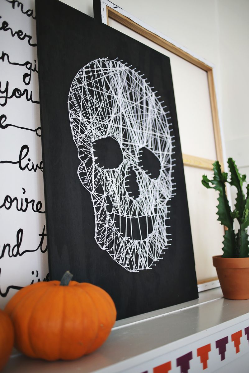 DIY Skull String Art By A Beautiful Mess