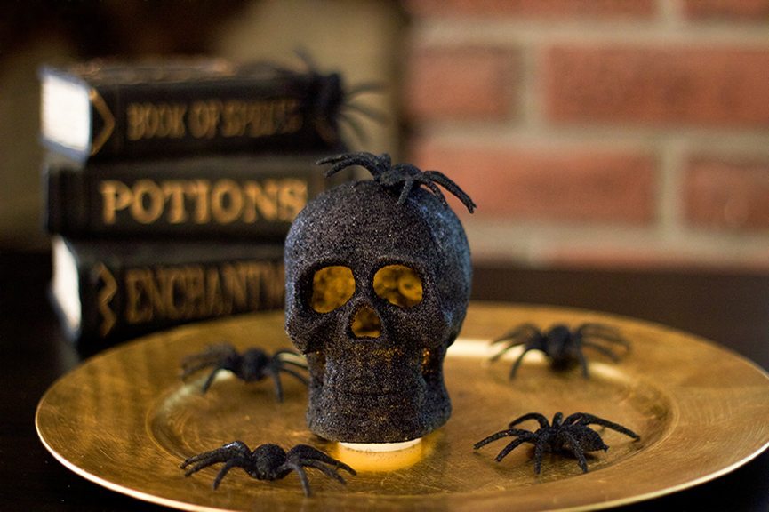 Glitter Skull Head Halloween Centerpiece.