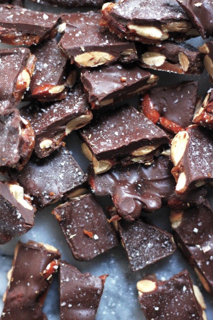 Caramelized Almond Chocolate Bark.