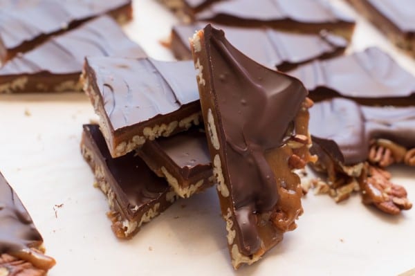 Chewy Caramel Turtle Bark from Barefeet in the Kitchen