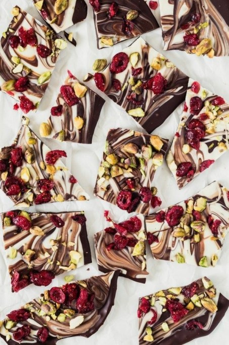 Cranberry Pistachio Chocolate Bark.