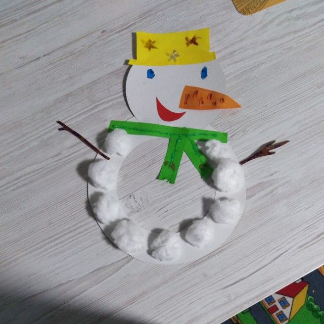 This Paper Plate Snowman Wreath is adorable!