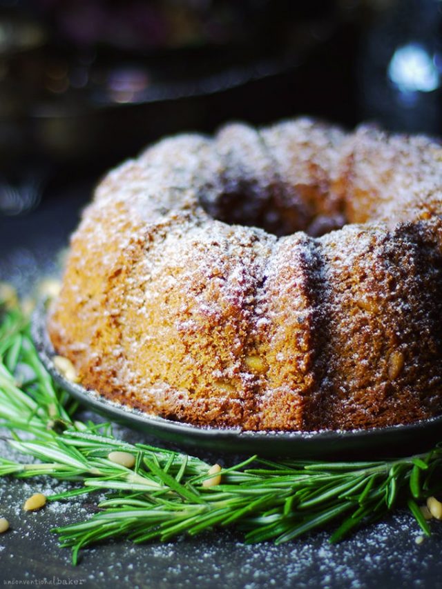 Almond, Rosemary, & Pine Cake by Unconventional Baker