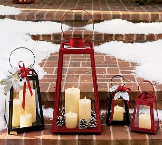 Arrange a grouping of festive lanterns.