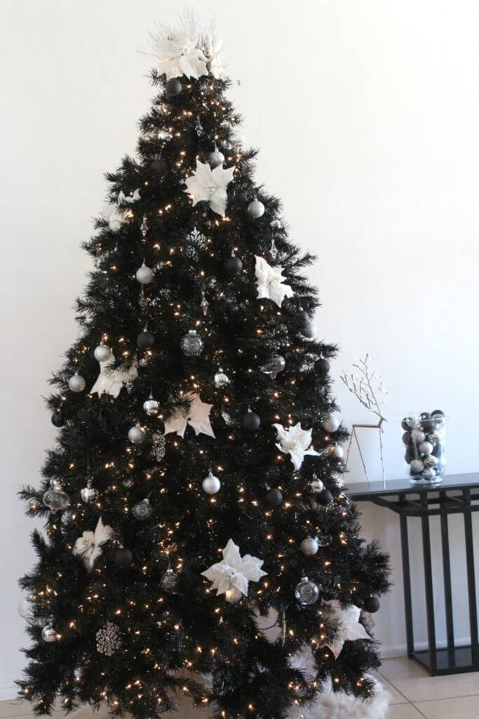 Black Christmas Tree White Decor.