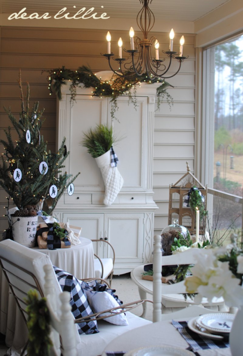 Black and White Christmas Porch Via Dear Lillie