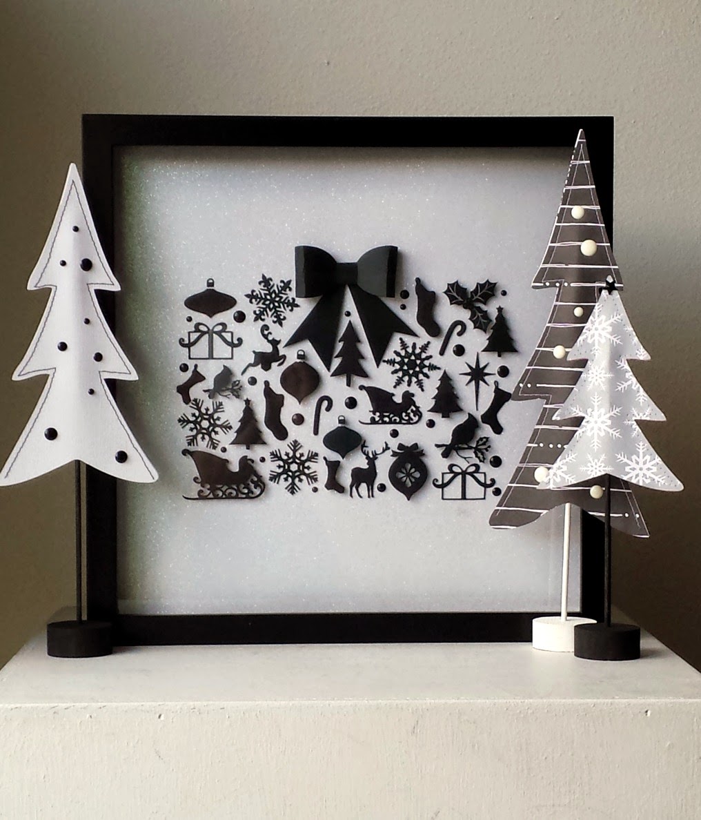 Black and White Christmas Shadow Box.