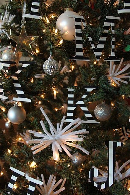 Black and White Christmas Tree Decor Via 4 Men 1 Lady