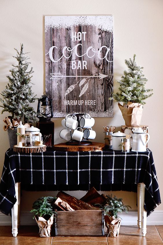 Black and White Rustic Hot Chocolate Bar Via Southbound Bride