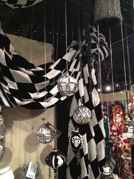 Black and white Christmas decor.