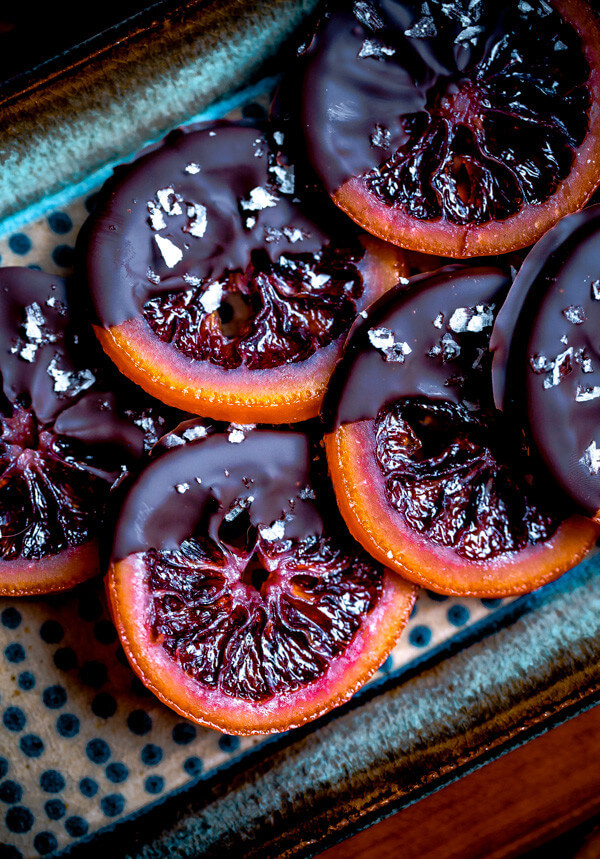 Candied Blood Orange Slices with Dark Chocolate