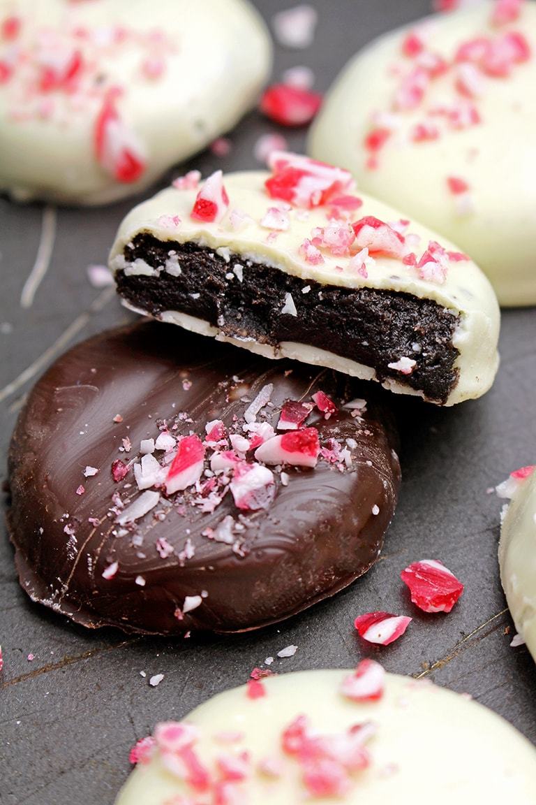 Candy Cane Chocolate Oreo Bites from Sweet Spicy Kitchen