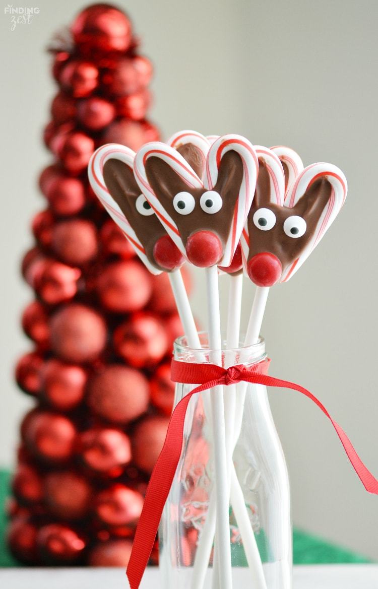 Candy Cane Reindeer Pops from Finding Zest