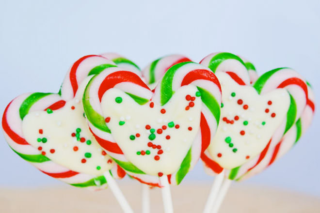 Candy cane lollipops.