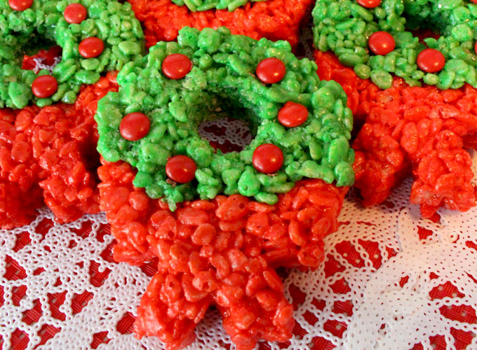 Christmas Wreath Rice Krispie Treats