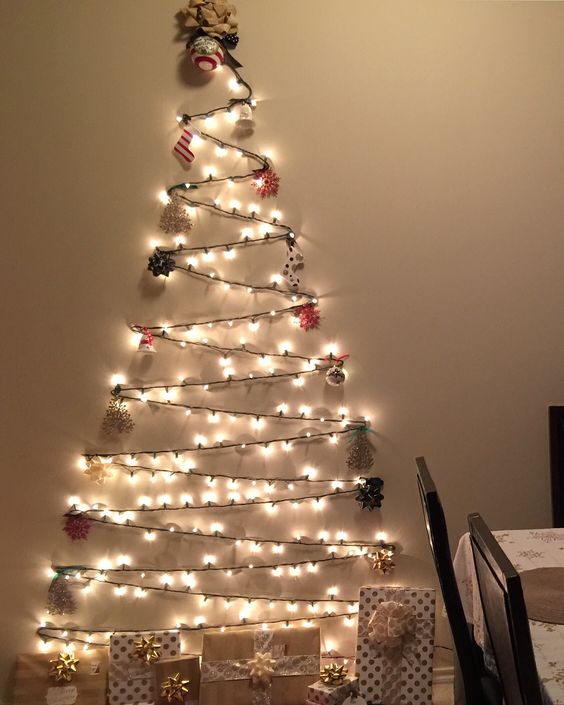 Christmas wall tree, Two light extensions and 20 tiny nails.