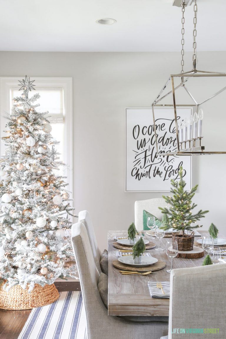 Coastal Christmas Tree with Driftwood Tree Skirt by Table and Hearth