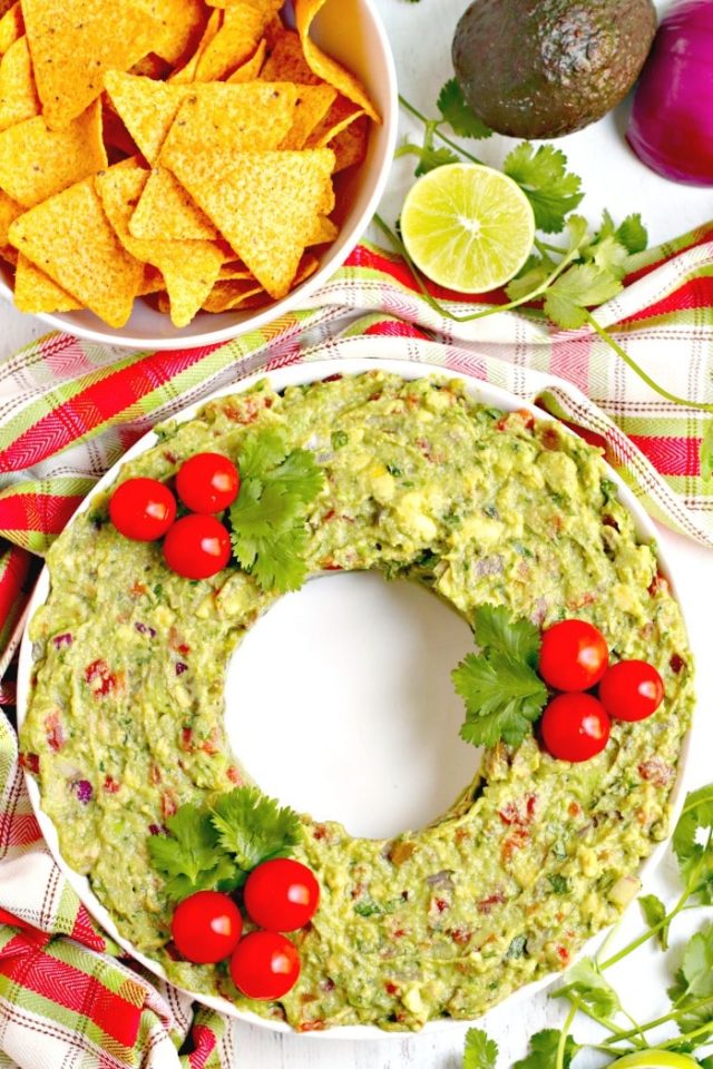 Guacamole Christmas Wreath Appetizer by Veggies Save The Day