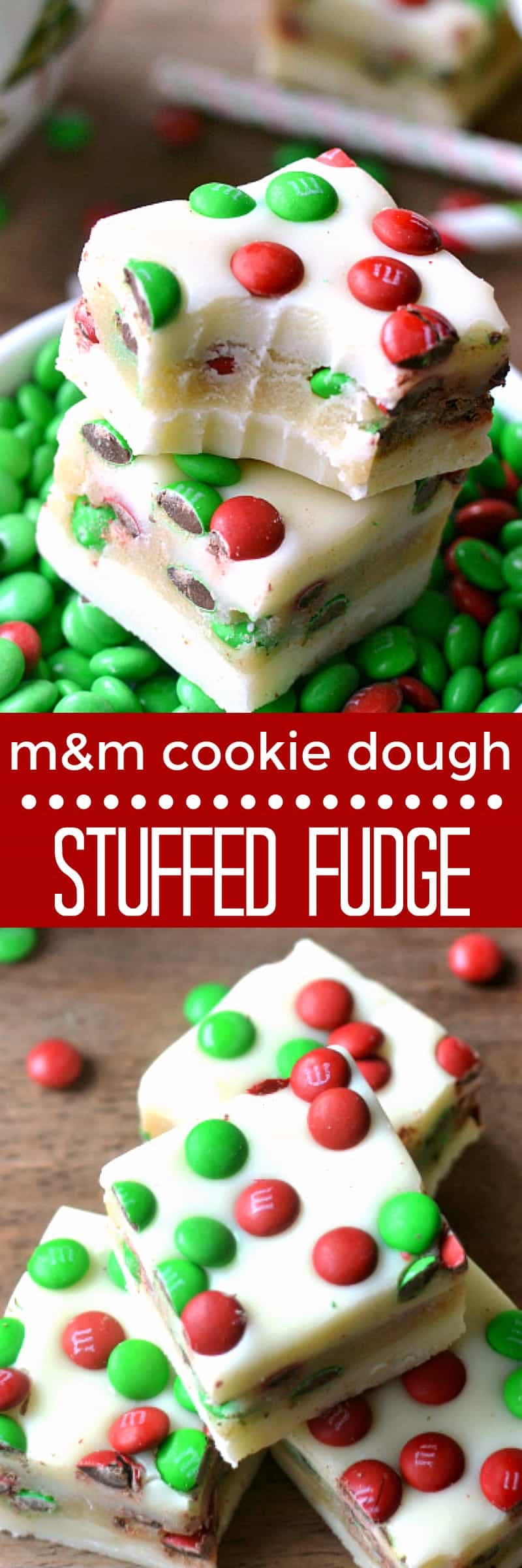 M&M Cookie Dough Stuffed Fudge from Lemon Tree Dwelling