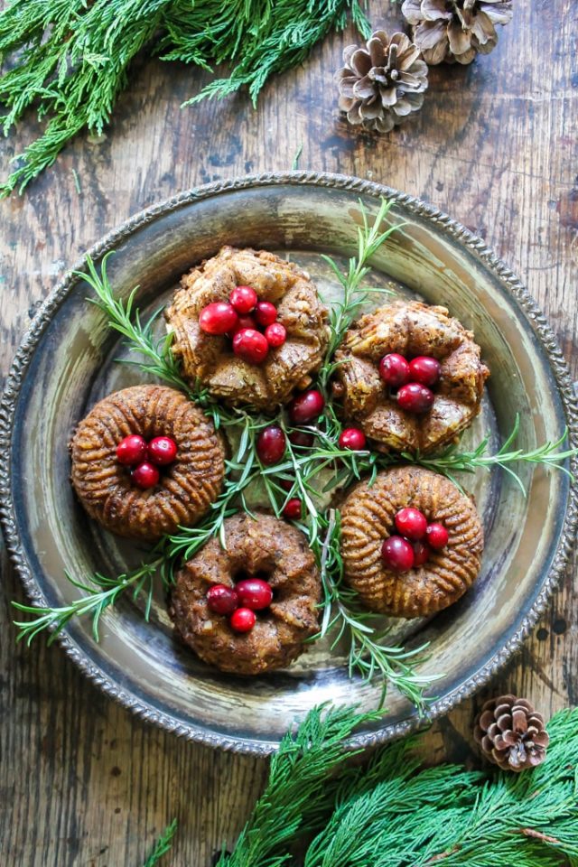 Mini Bundt Chestnut Roasts with Sage Gravy by Veggie Desserts