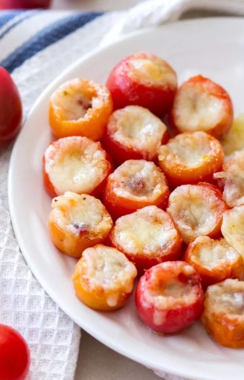 Pepper Jack and Bacon Stuffed Cherry Tomatoes.