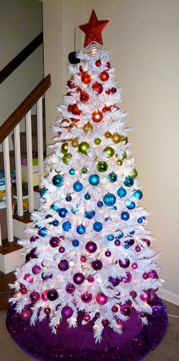 Rainbow White Christmas Tree.