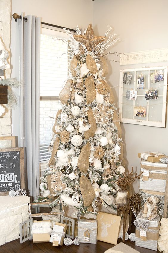 Rustic, White Christmas Tree.