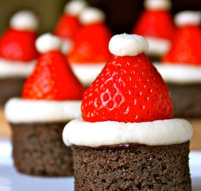Santa hat brownies.
