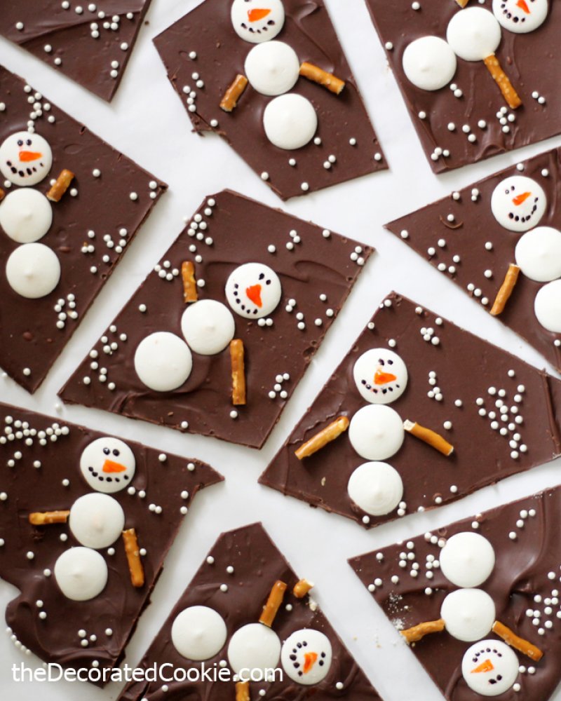 Snowman Chocolate Bark