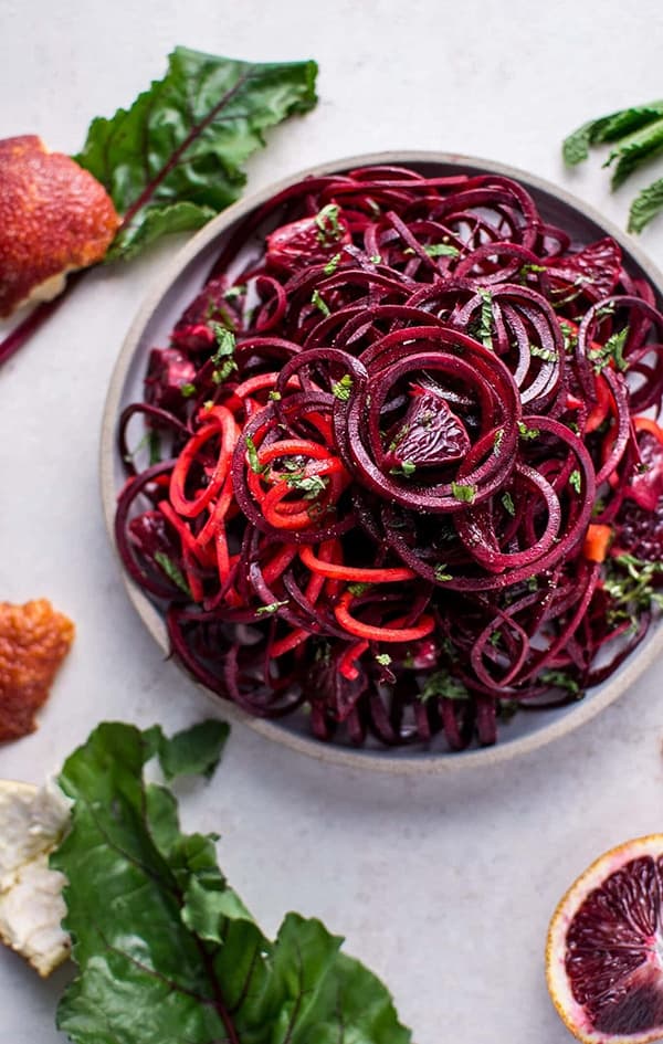 Spiralized Raw Beet Salad with Blood Oranges