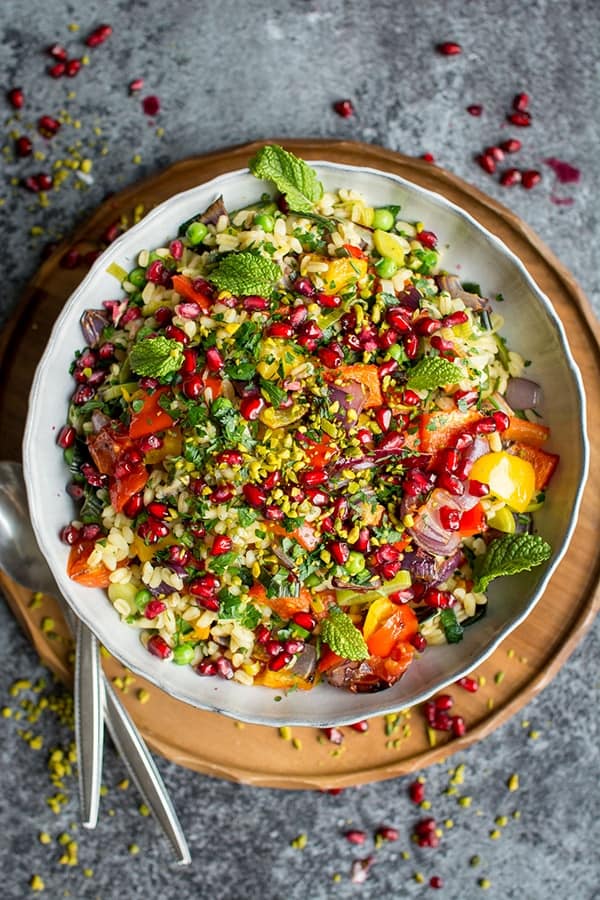 Wheat Berry Risotto with Roasted Vegetables