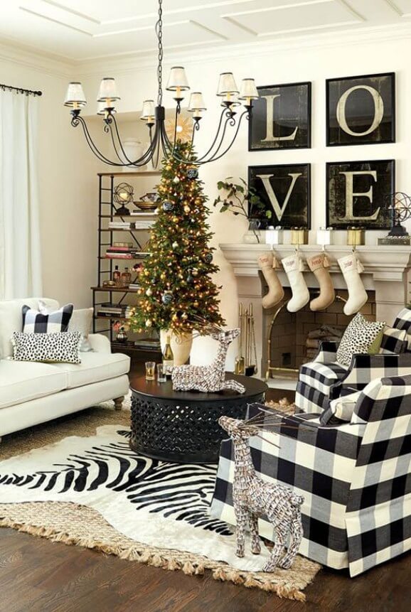 Whimsical Black White Christmas Decoration.