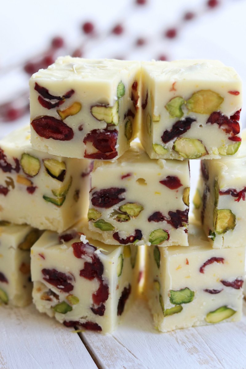 White Chocolate Cranberry Pistachio Fudge from The Fed up Foodie