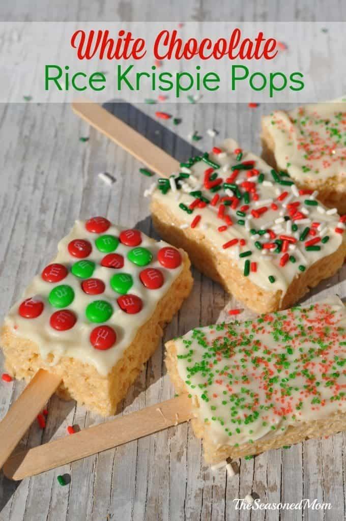 White Chocolate Rice Krispie Pops from The Seasoned Mom