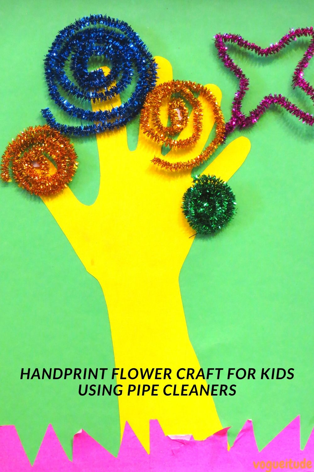 Download Handprint Flower Craft for Kids using Pipe cleaners - Vogueitude