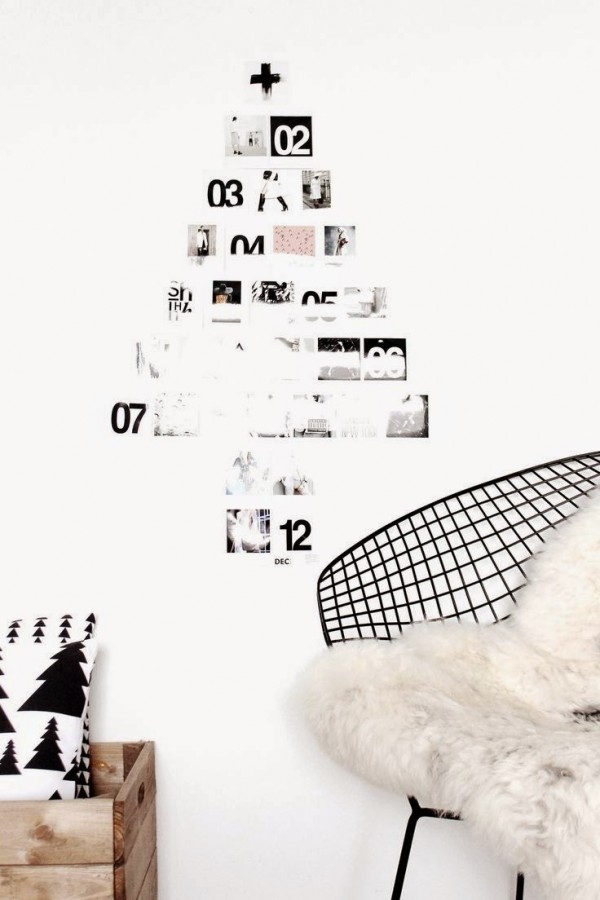 A DIY Christmas tree with polaroids