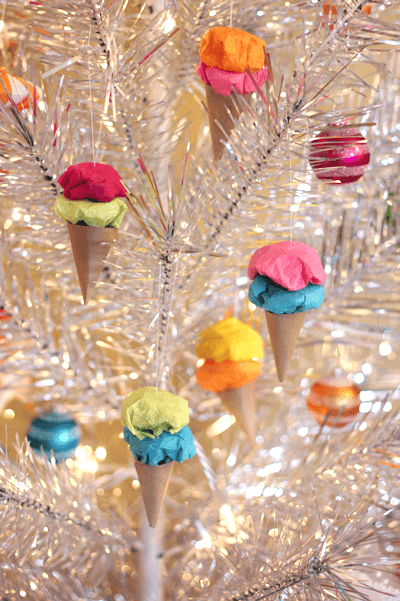 DIY ice cream cones to decorate your tree